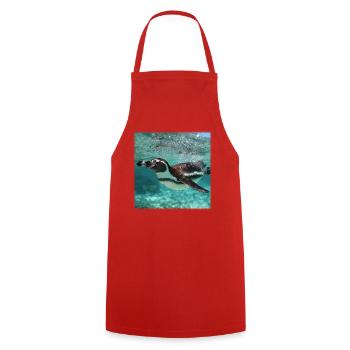 Penguin Underwater Turquoise Ocean Nature Design - Cooking Apron - red - Front - AI Model Male 185 dark (185cm)