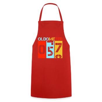 Oldometer 57 Retro 57e anniversaire cadeau Papa Père - Tablier de cuisine - rouge - Devant - AI Model Male 185 dark (185cm)