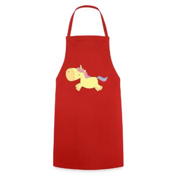 Süßes gelbes Einhorn – Kawaii Fantasy Design - Kochschürze - Rot - Vorne - AI Model Male 185 dark (185cm)