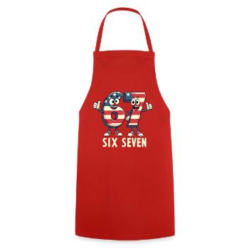 US Flag 67 Memes Six Seven - Cooking Apron - red - Front - AI Model Male 185 dark (185cm)