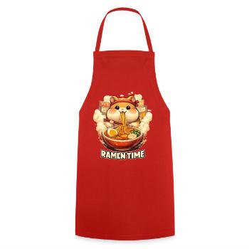 Hamster Ramen Time Kawaii Noodles - Cooking Apron - red - Front - AI Model Male 185 dark (185cm)