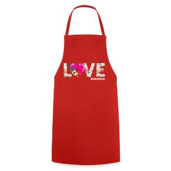 Ukulélé hawaïen Ukulélé Love - Tablier de cuisine - rouge - Devant - AI Model Male 185 dark (185cm)