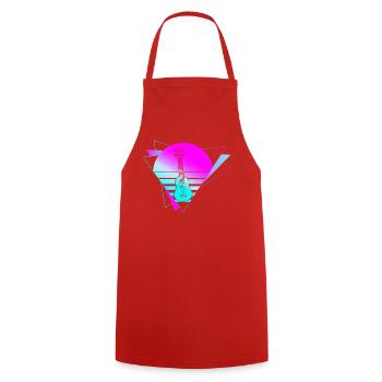Ukulélé hawaïen ukélé rétro années 80 90 - Tablier de cuisine - rouge - Devant - AI Model Male 185 dark (185cm)