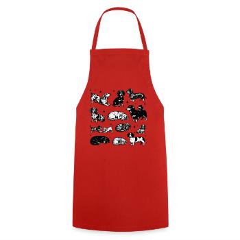 Teckel teckel rétro années 90 - Tablier de cuisine - rouge - Devant - AI Model Male 185 dark (185cm)