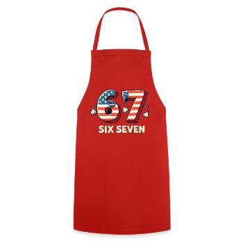 US Flag 67 Memes Six Seven - Cooking Apron - red - Front - AI Model Male 185 dark (185cm)