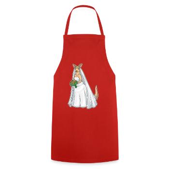 Kangaroo Bridal Bouquet Wedding - Cooking Apron - red - Front - AI Model Male 185 dark (185cm)