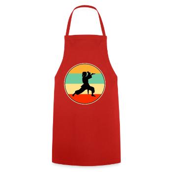 Joueuse vintage de karaté féminine arts martiaux rétro - Tablier de cuisine - rouge - Devant - AI Model Male 185 dark (185cm)