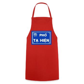 ta Hien Street Beer Street - Cooking Apron - red - Front - AI Model Male 185 dark (185cm)