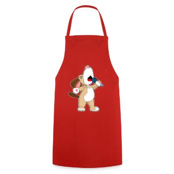 Chanteur de chien Chant au micro - Tablier de cuisine - rouge - Devant - AI Model Male 185 dark (185cm)