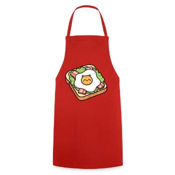 Sunny Toast Cat Egg - Cooking Apron - red - Front - AI Model Male 185 dark (185cm)
