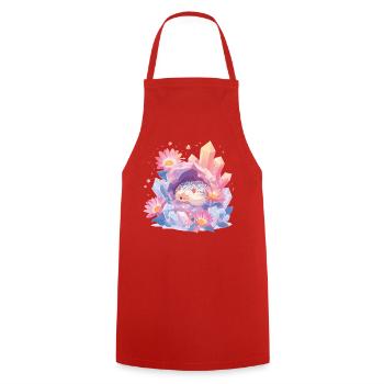 Sleeping hedgehog in the crystal garden - Cooking Apron - red - Front - AI Model Male 185 dark (185cm)