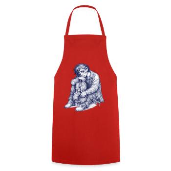 Melancholic Violin Sketch - Cooking Apron - red - Front - AI Model Male 185 dark (185cm)