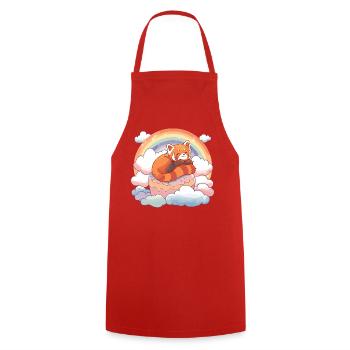 Red Panda in Rainbow Cloud Cake - Cooking Apron - red - Front - AI Model Male 185 dark (185cm)