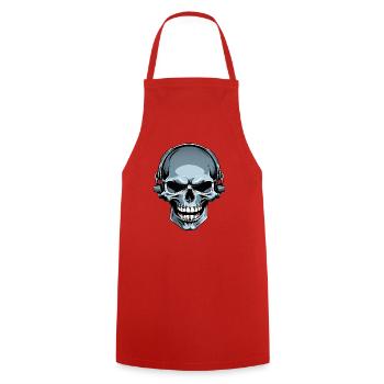Skull with headphones illustration - Cooking Apron - red - Front - AI Model Male 185 dark (185cm)