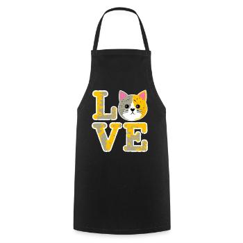 LoveCat face in vintage look - Cooking Apron - black - Front - AI Model Male 185 dark (185cm)