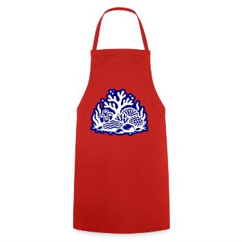 Coral Reef Ocean - Cooking Apron - red - Front - AI Model Male 185 dark (185cm)
