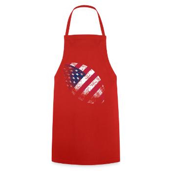 Patriotischer amerikanischer Flaggenfußball Rugbyball-Kunst - Kochschürze - Rot - Vorne - AI Model Male 185 dark (185cm)