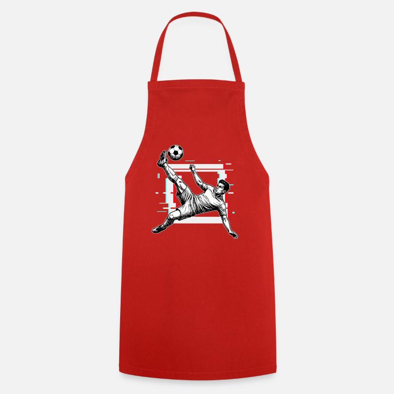 Soccer Shot Overhead Kick Side Kick - Cooking Apron - red