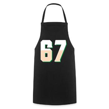 6 7 – Trendy minimalist text design, - Cooking Apron - black - Front - AI Model Male 185 dark (185cm)