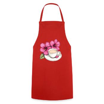 Impression de tasse à café en hibiscus - Tablier de cuisine - rouge - Devant - AI Model Male 185 dark (185cm)
