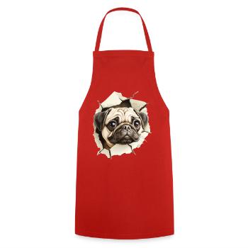 Mops - Kochschürze - Rot - Vorne - AI Model Male 185 dark (185cm)