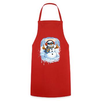 Cooler Schneemann mit Sonnenbrille – Winterspaß - Kochschürze - Rot - Vorne - AI Model Male 185 dark (185cm)