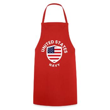 U.S. Flag Shield Navy - Cooking Apron - red - Front - AI Model Male 185 dark (185cm)