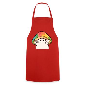 Un champignon hétéroclite marque la pierre - Tablier de cuisine - rouge - Devant - AI Model Male 185 dark (185cm)