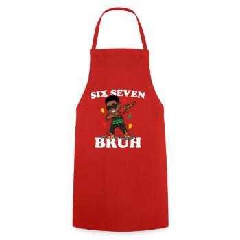 Six Seven Bruh Dabbing Juneteenth Boy Afro Boys - Cooking Apron - red - Front - AI Model Male 185 dark (185cm)