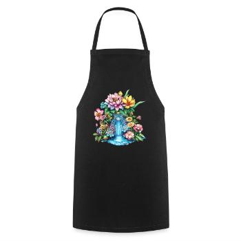Flower Waterfall Kaleidoscope - Cooking Apron - black - Front - AI Model Male 185 dark (185cm)