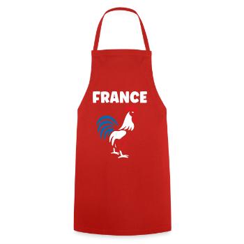 Coq Tricolore de France - Tablier de cuisine - rouge - Devant - AI Model Male 185 dark (185cm)