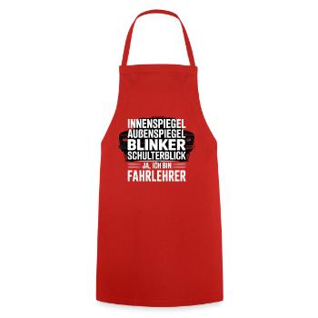 Fahrlehrer Spruch Schulterblick - Kochschürze - Rot - Vorne - AI Model Male 185 dark (185cm)