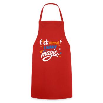 Magic instead of normality: Courageously colourful - Cooking Apron - red - Front - AI Model Male 185 dark (185cm)