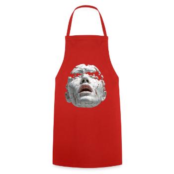 Broken Porcelain Mask - Cooking Apron - red - Front - AI Model Male 185 dark (185cm)