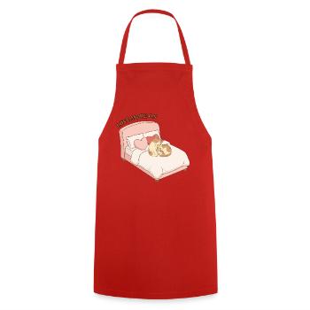 Love Mode on - Katzenliebe - Cooking Apron - red - Front - AI Model Male 185 dark (185cm)
