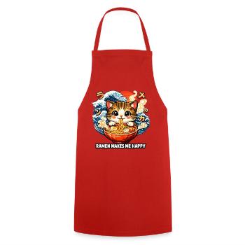 Ramen Noodles Cat Lover Retro Kawaii Cats - Cooking Apron - red - Front - AI Model Male 185 dark (185cm)