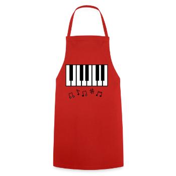 Klaviertasten_und_Notenzeichen - Tablier de cuisine - rouge - Devant - AI Model Male 185 dark (185cm)