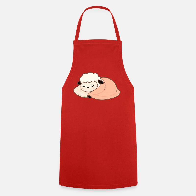 Sleeping Sheep with Pillow – gentle, calm - Cooking Apron - red