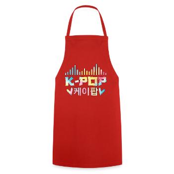 K Pop Korean 케이팝 - Kochschürze - Rot - Vorne - AI Model Male 185 dark (185cm)
