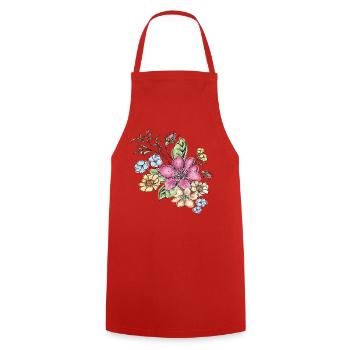  Florales Blütenmuster - Kochschürze - Rot - Vorne - AI Model Male 185 dark (185cm)