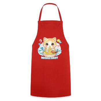 Ramen Cat Kanagawa - Cooking Apron - red - Front - AI Model Male 185 dark (185cm)