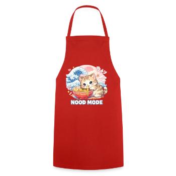 Ramen Cat Kanagawa - Cooking Apron - red - Front - AI Model Male 185 dark (185cm)