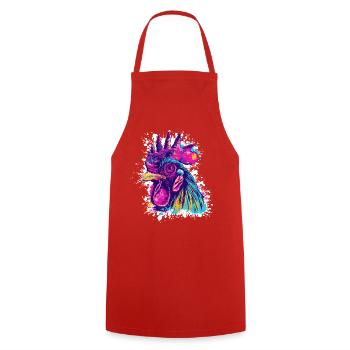 Rooster Art Graffiti - Cooking Apron - red - Front - AI Model Male 185 dark (185cm)