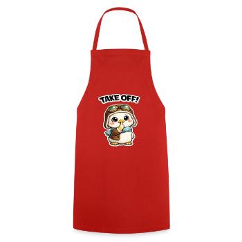Take Off Penguin Pilot - Cooking Apron - red - Front - AI Model Male 185 dark (185cm)