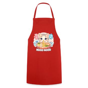 Katzen ramen Nood Nood – kawaii Nudeln - Kochschürze - Rot - Vorne - AI Model Male 185 dark (185cm)