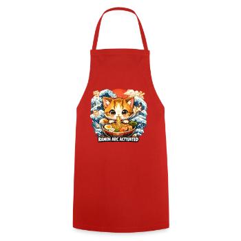 Kawaii Cat Ramen Nouilles Anime Chat - Tablier de cuisine - rouge - Devant - AI Model Male 185 dark (185cm)