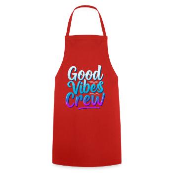 Good - Vibes Crew Schriftzug - Kochschürze - Rot - Vorne - AI Model Male 185 dark (185cm)