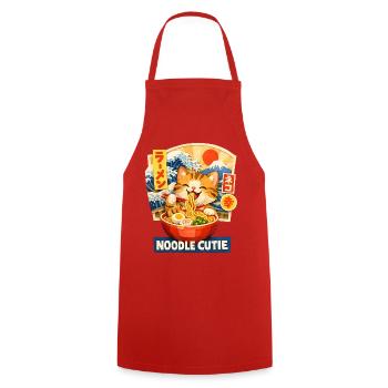 Ramen Noodles Cat Lover Retro Kawaii Cats - Cooking Apron - red - Front - AI Model Male 185 dark (185cm)