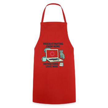 Humor, Prokrastination, Telearbeit, Chat und Kaffee - Kochschürze - Rot - Vorne - AI Model Male 185 dark (185cm)