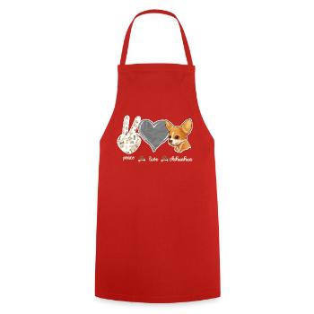 Chihuahua Chihuahueño Paix Amour - Tablier de cuisine - rouge - Devant - AI Model Male 185 dark (185cm)